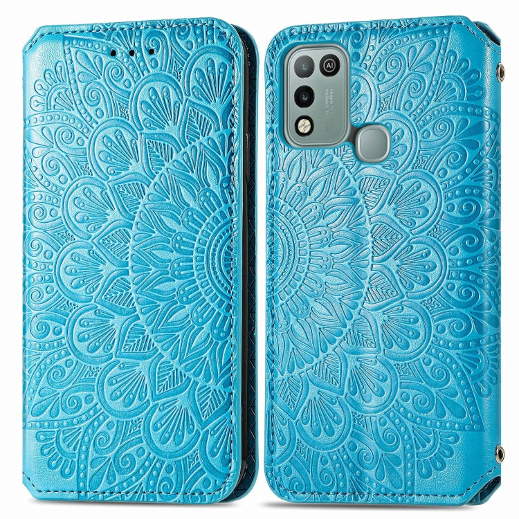 For Infinix Hot 10 Play Blooming Mandala Embossed Pattern Magnetic Horizontal Flip Leather Case with Holder & Card Slots & Wallet