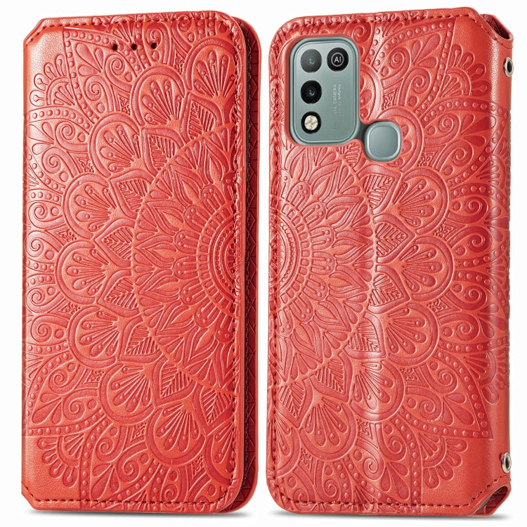 For Infinix Hot 10 Play Blooming Mandala Embossed Pattern Magnetic Horizontal Flip Leather Case with Holder & Card Slots & Wallet