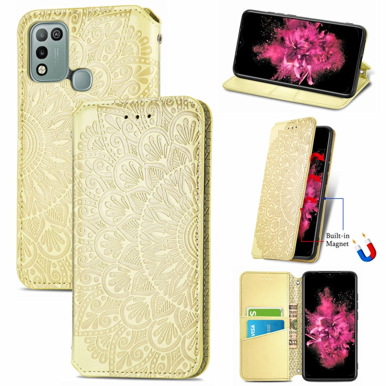 For Infinix Hot 10 Play Blooming Mandala Embossed Pattern Magnetic Horizontal Flip Leather Case with Holder & Card Slots & Wallet