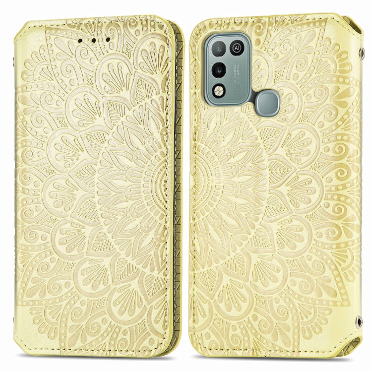 For Infinix Hot 10 Play Blooming Mandala Embossed Pattern Magnetic Horizontal Flip Leather Case with Holder & Card Slots & Wallet