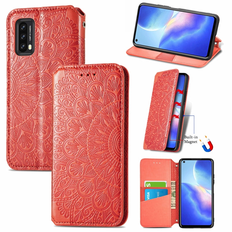 For Blackview A90 Blooming Mandala Embossed Pattern Magnetic Horizontal Flip Leather Case with Holder & Card Slots & Wallet