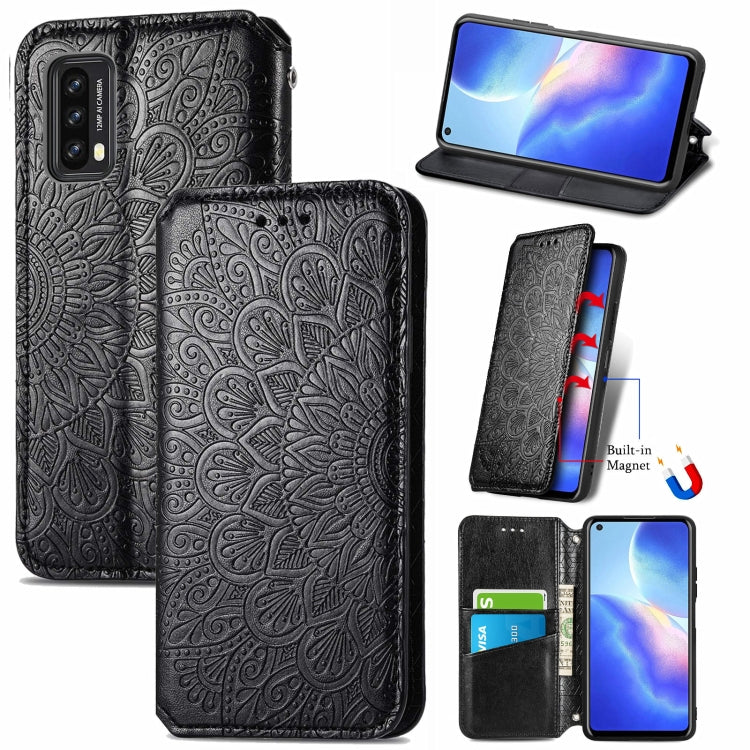 For Blackview A90 Blooming Mandala Embossed Pattern Magnetic Horizontal Flip Leather Case with Holder & Card Slots & Wallet