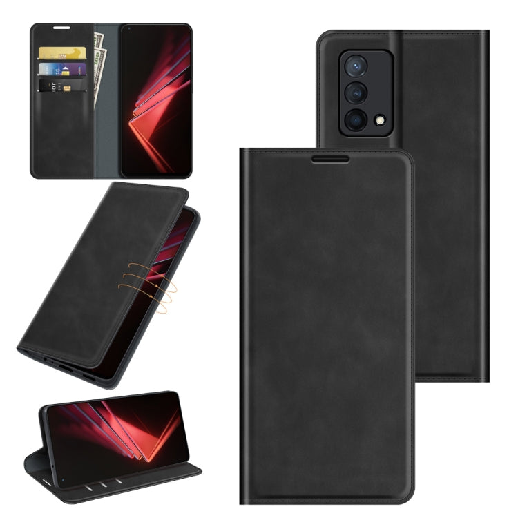 For OPPO K9 Retro-skin Business Magnetic Suction Leather Case with Holder & Card Slots & Wallet