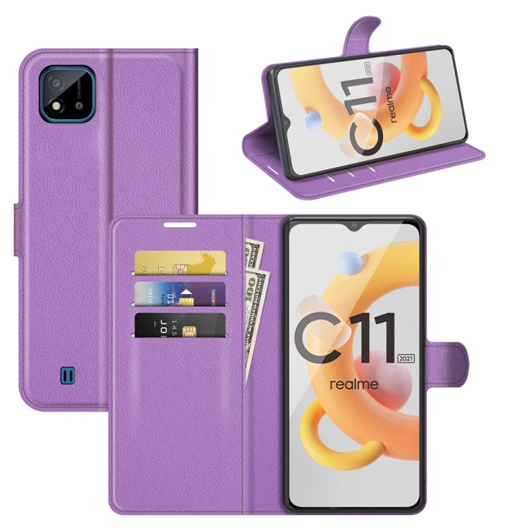 For OPPO Realme C11 2021 Litchi Texture Horizontal Flip Protective Case with Holder & Card Slots & Wallet