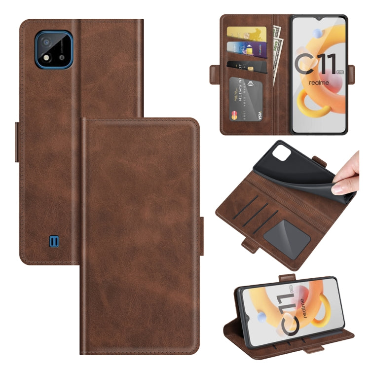 For OPPO Realme C11 2021 Dual-side Magnetic Buckle Horizontal Flip Leather Case with Holder & Card Slots & Wallet