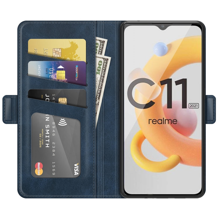 For OPPO Realme C11 2021 Dual-side Magnetic Buckle Horizontal Flip Leather Case with Holder & Card Slots & Wallet