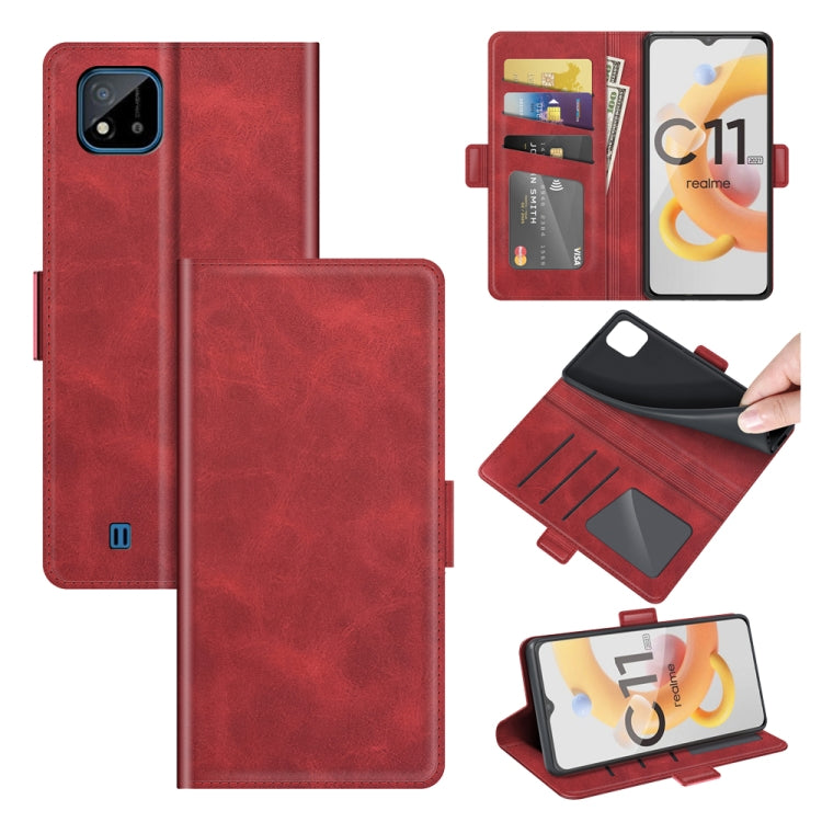 For OPPO Realme C11 2021 Dual-side Magnetic Buckle Horizontal Flip Leather Case with Holder & Card Slots & Wallet
