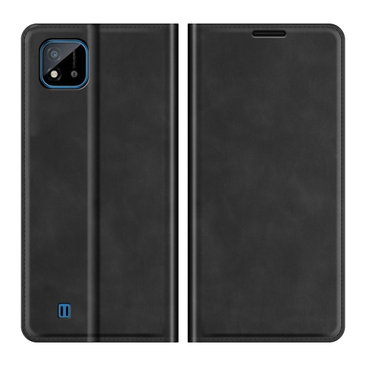 For OPPO Realme C11 2021 Retro-skin Business Magnetic Suction Leather Case with Holder & Card Slots & Wallet