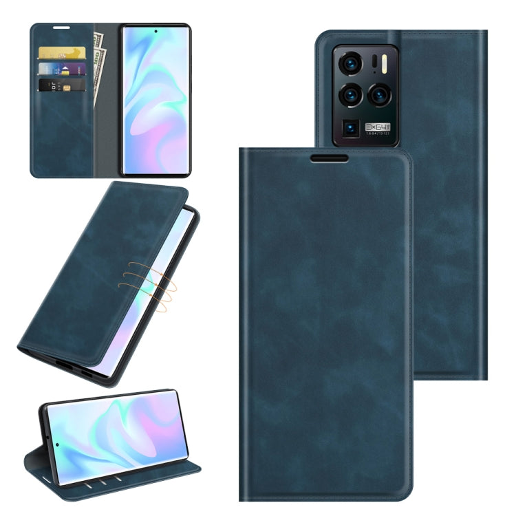 For ZTE Axon 30 Ultra 5G Ultra Retro-skin Business Magnetic Suction Leather Case with Holder & Card Slots & Wallet