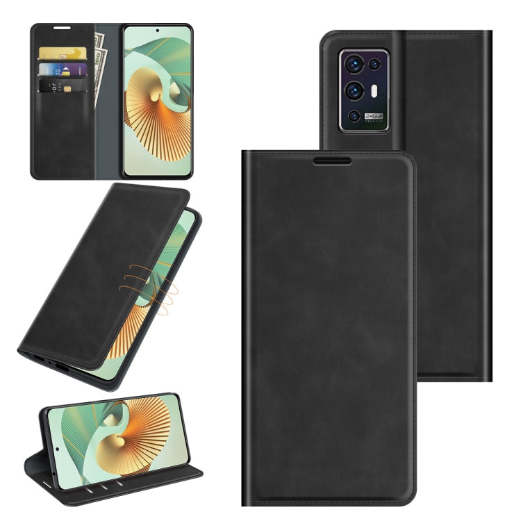 For ZTE Axon 30 Pro 5G Retro-skin Business Magnetic Suction Leather Case with Holder & Card Slots & Wallet