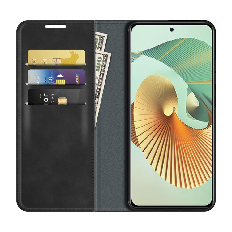For ZTE Axon 30 Pro 5G Retro-skin Business Magnetic Suction Leather Case with Holder & Card Slots & Wallet