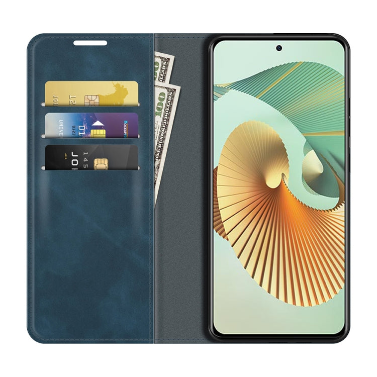 For ZTE Axon 30 Pro 5G Retro-skin Business Magnetic Suction Leather Case with Holder & Card Slots & Wallet