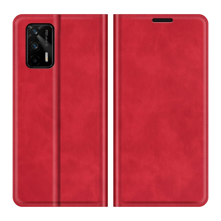 For OPPO Realme GT 5G / Realme Q3 Pro 5G Retro-skin Business Magnetic Suction Leather Case with Holder & Card Slots & Wallet