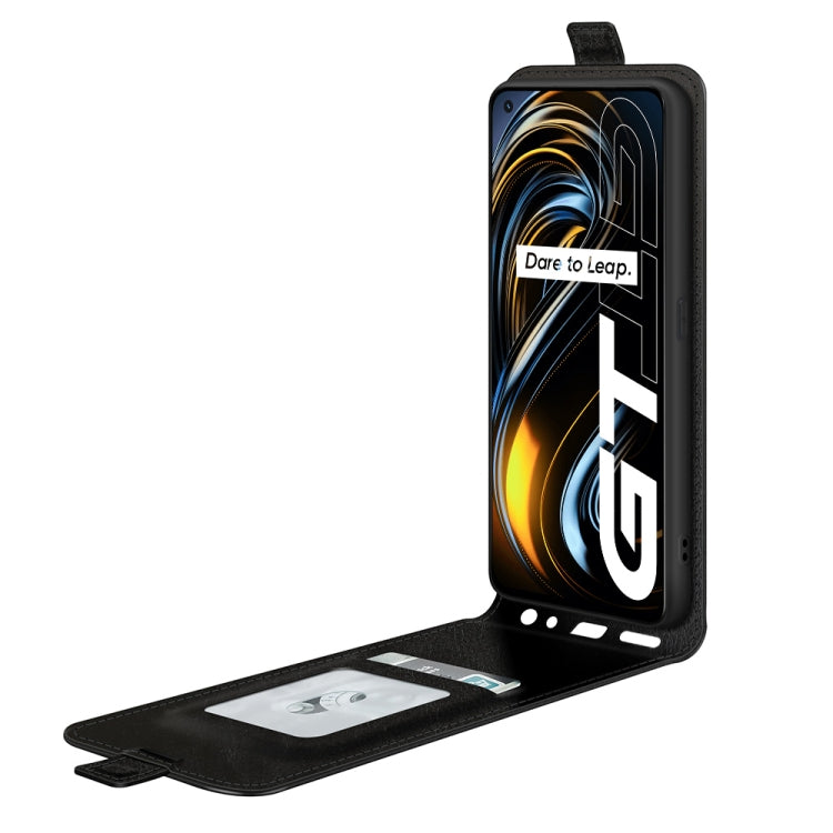 For OPPO Realme GT 5G / Realme Q3 Pro 5G R64 Texture Single Vertical Flip Leather Protective Case with Card Slots & Photo Frame