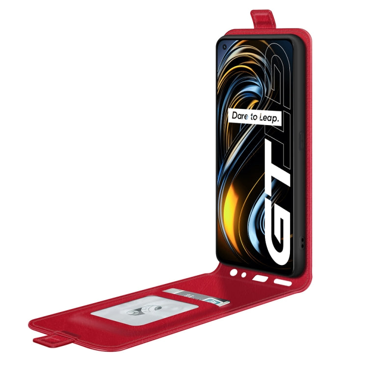 For OPPO Realme GT 5G / Realme Q3 Pro 5G R64 Texture Single Vertical Flip Leather Protective Case with Card Slots & Photo Frame