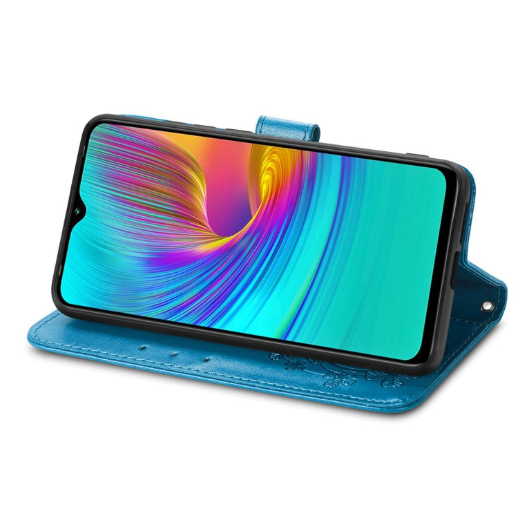 For Infinix X680 / Smart 4 Four-leaf Clasp Embossed Buckle Mobile Phone Protection Leather Case with Lanyard & Card Slot & Wallet & Bracket Function