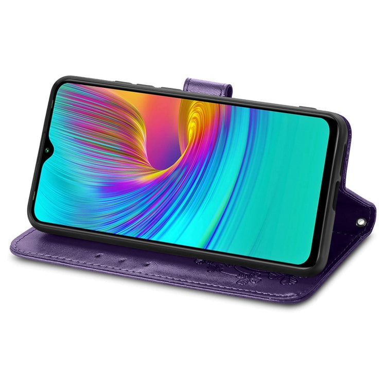 For Infinix X680 / Smart 4 Four-leaf Clasp Embossed Buckle Mobile Phone Protection Leather Case with Lanyard & Card Slot & Wallet & Bracket Function