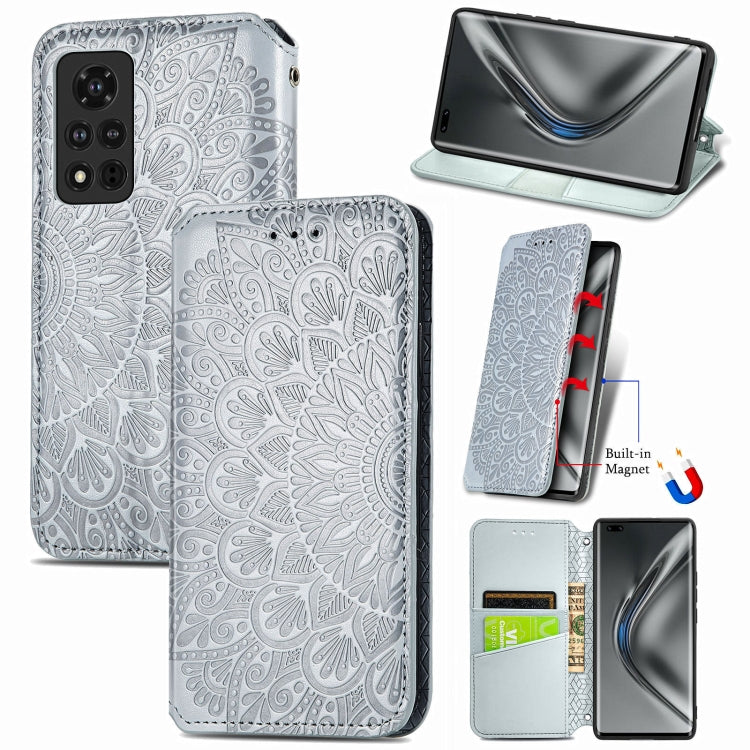 For Honor V40 5G Blooming Mandala Embossed Pattern Magnetic Horizontal Flip Leather Case with Holder & Card Slots & Wallet