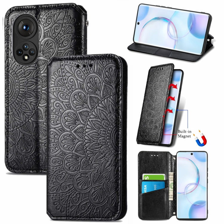 For Honor 50 Blooming Mandala Embossed Pattern Magnetic Horizontal Flip Leather Case with Holder & Card Slots & Wallet