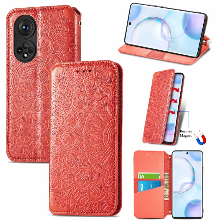 For Honor 50 Blooming Mandala Embossed Pattern Magnetic Horizontal Flip Leather Case with Holder & Card Slots & Wallet
