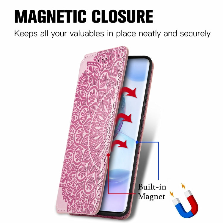 For Honor 50 Blooming Mandala Embossed Pattern Magnetic Horizontal Flip Leather Case with Holder & Card Slots & Wallet