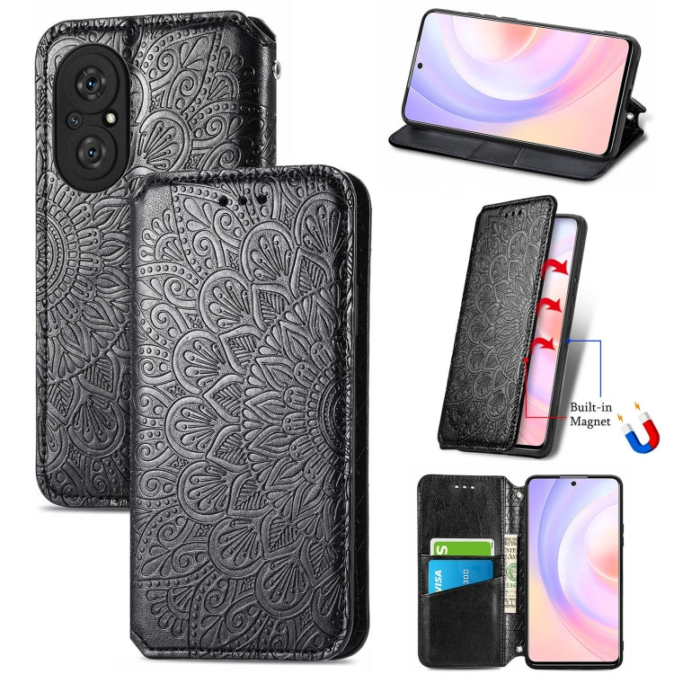 For Honor 50 SE Blooming Mandala Embossed Pattern Magnetic Horizontal Flip Leather Case with Holder & Card Slots & Wallet