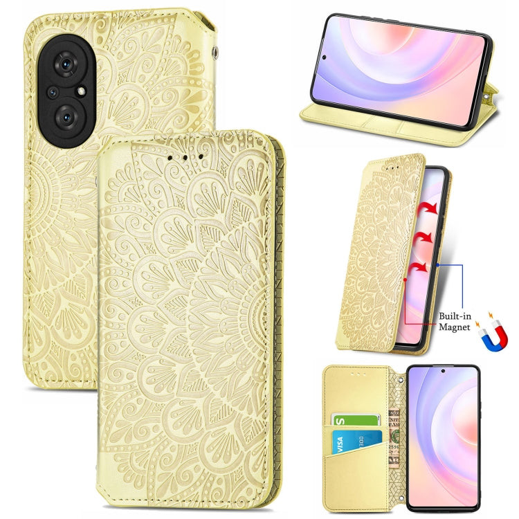 For Honor 50 SE Blooming Mandala Embossed Pattern Magnetic Horizontal Flip Leather Case with Holder & Card Slots & Wallet