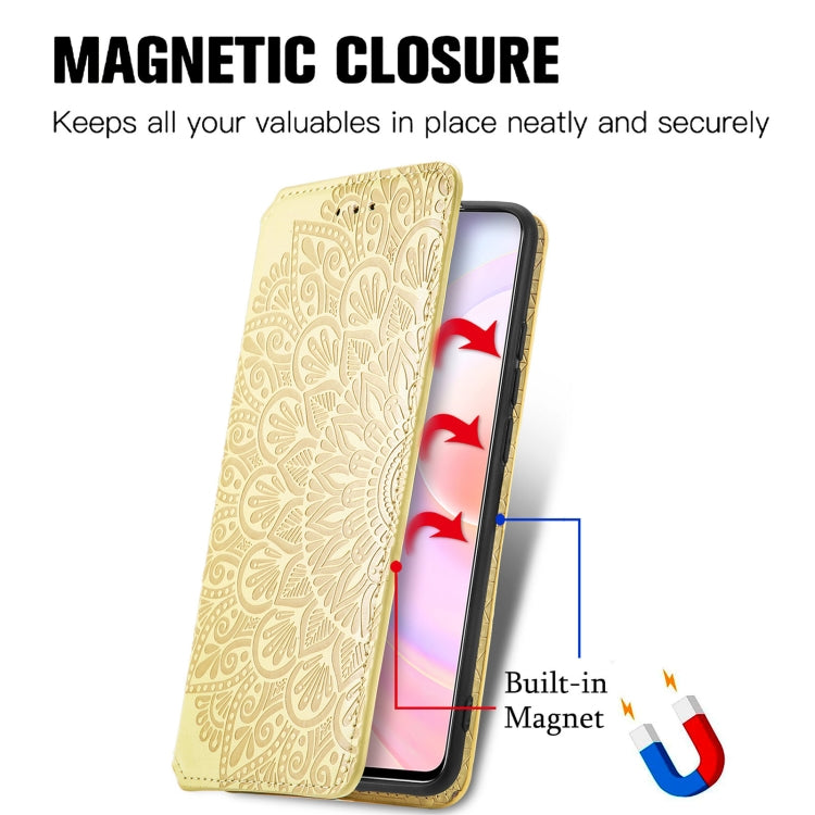 For Honor 50 SE Blooming Mandala Embossed Pattern Magnetic Horizontal Flip Leather Case with Holder & Card Slots & Wallet