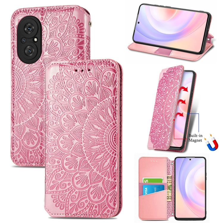 For Honor 50 SE Blooming Mandala Embossed Pattern Magnetic Horizontal Flip Leather Case with Holder & Card Slots & Wallet