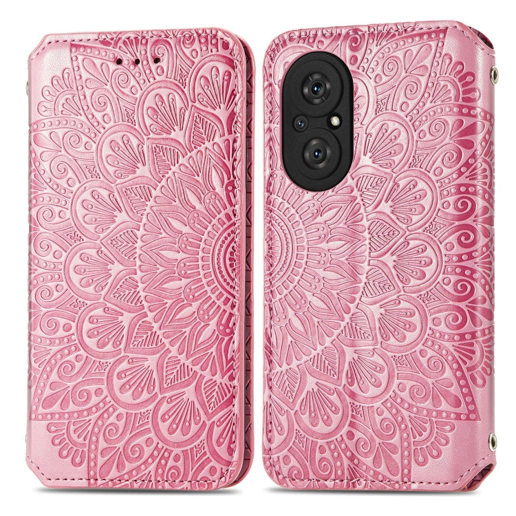 For Honor 50 SE Blooming Mandala Embossed Pattern Magnetic Horizontal Flip Leather Case with Holder & Card Slots & Wallet