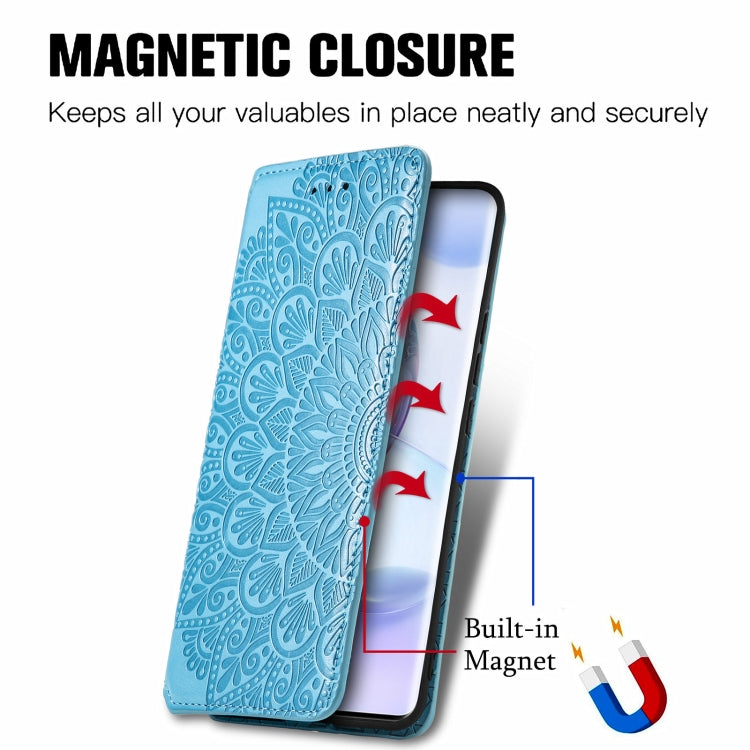 For Honor 50 Pro Blooming Mandala Embossed Pattern Magnetic Horizontal Flip Leather Case with Holder & Card Slots & Wallet