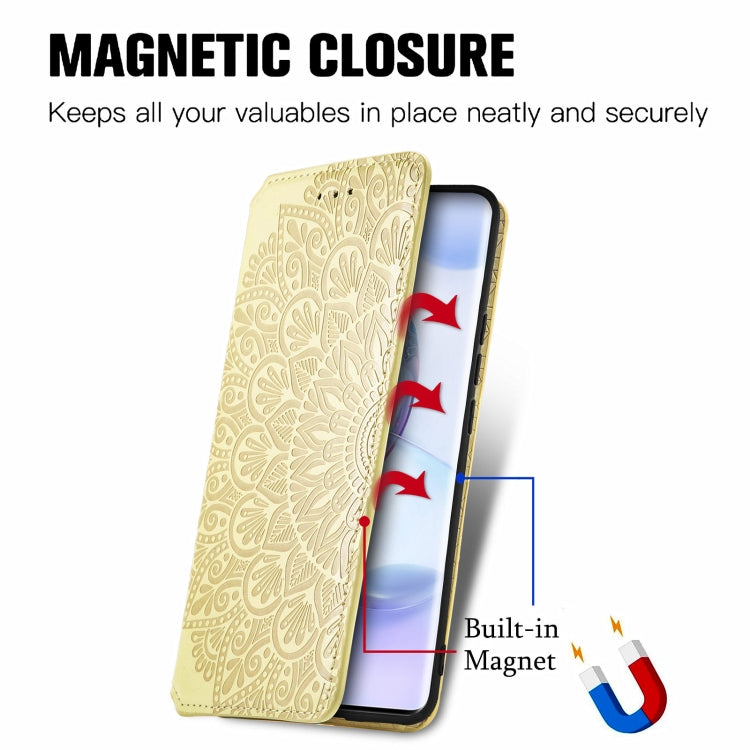 For Honor 50 Pro Blooming Mandala Embossed Pattern Magnetic Horizontal Flip Leather Case with Holder & Card Slots & Wallet