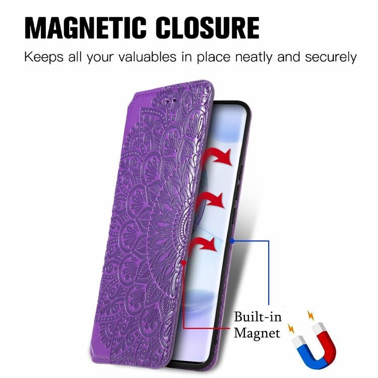 For Honor 50 Pro Blooming Mandala Embossed Pattern Magnetic Horizontal Flip Leather Case with Holder & Card Slots & Wallet