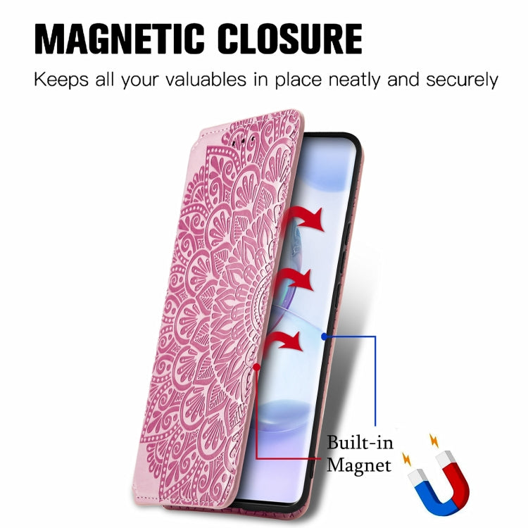 For Honor 50 Pro Blooming Mandala Embossed Pattern Magnetic Horizontal Flip Leather Case with Holder & Card Slots & Wallet