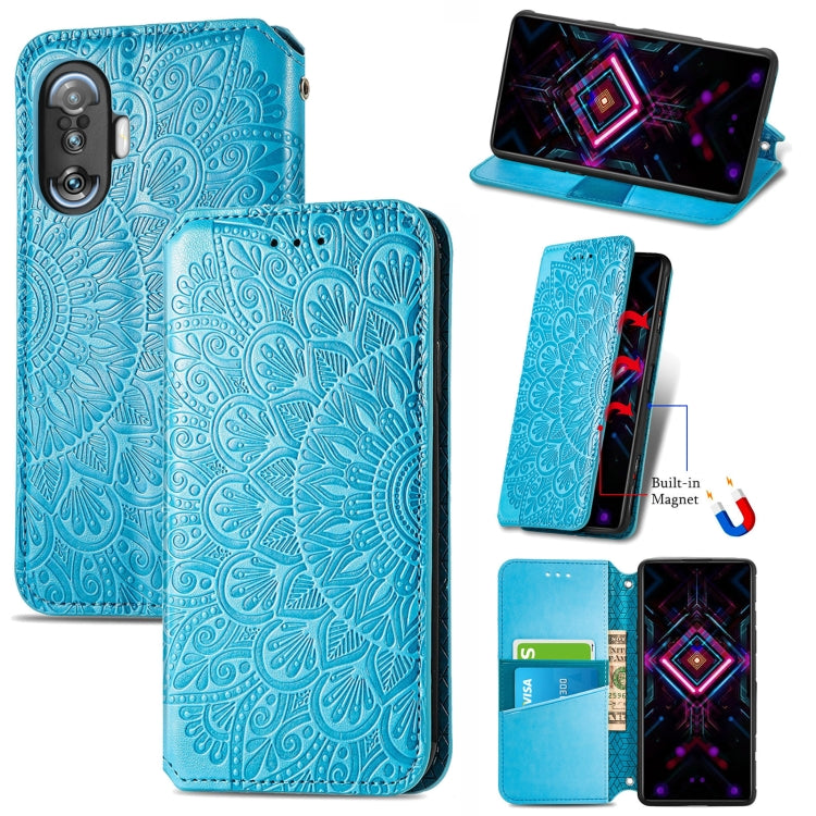 For Xiaomi Redmi K40 Gaming Blooming Mandala Embossed Pattern Magnetic Horizontal Flip Leather Case with Holder & Card Slots & Wallet