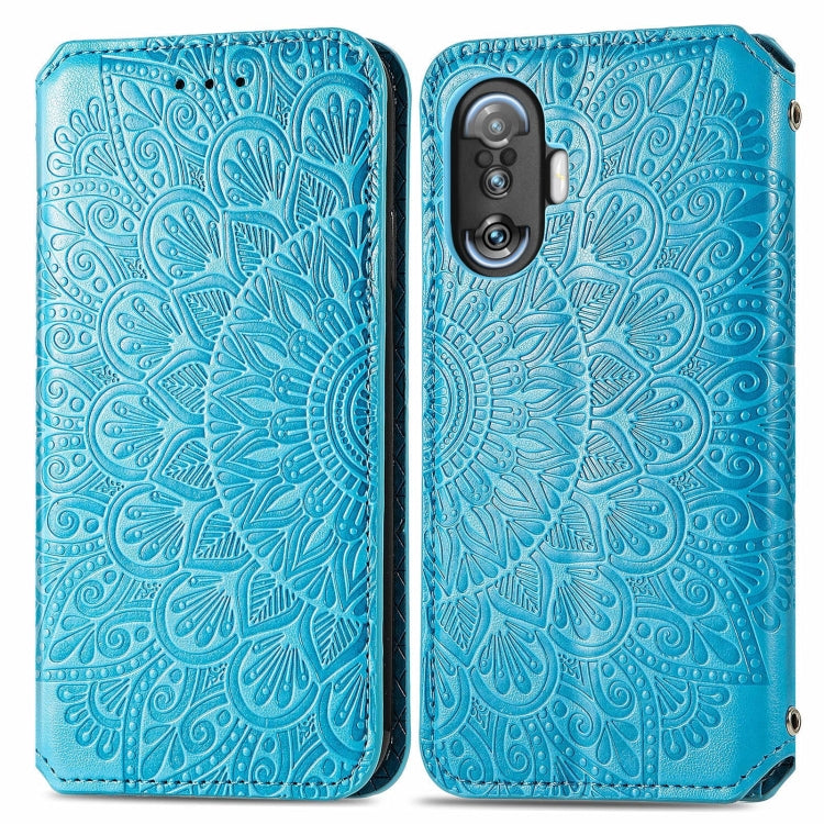 For Xiaomi Redmi K40 Gaming Blooming Mandala Embossed Pattern Magnetic Horizontal Flip Leather Case with Holder & Card Slots & Wallet