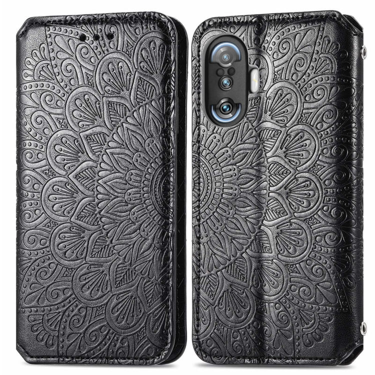 For Xiaomi Redmi K40 Gaming Blooming Mandala Embossed Pattern Magnetic Horizontal Flip Leather Case with Holder & Card Slots & Wallet