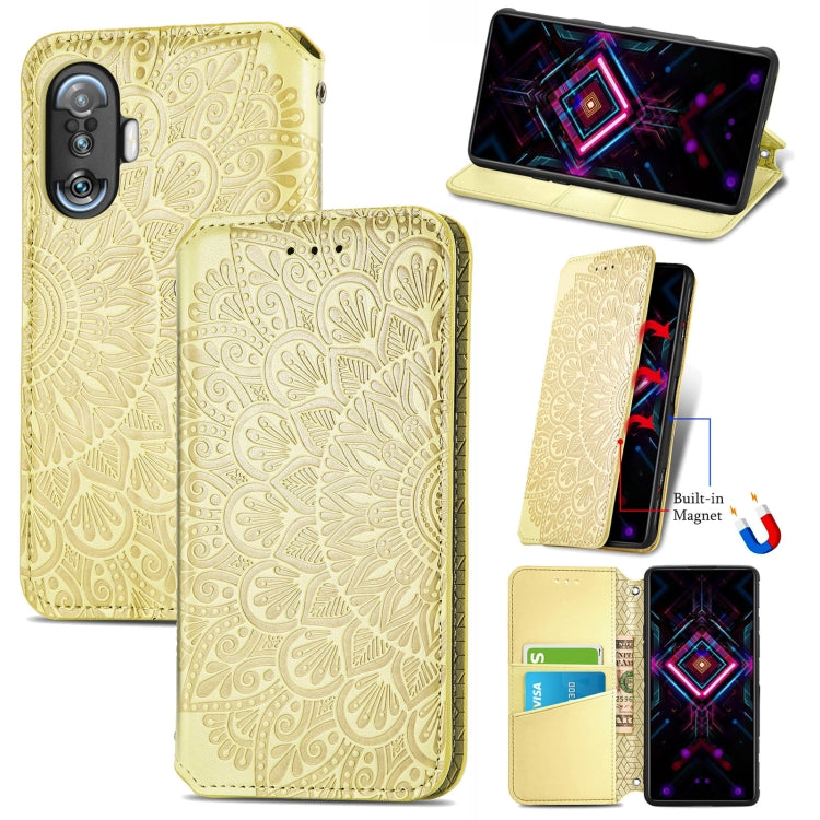 For Xiaomi Redmi K40 Gaming Blooming Mandala Embossed Pattern Magnetic Horizontal Flip Leather Case with Holder & Card Slots & Wallet