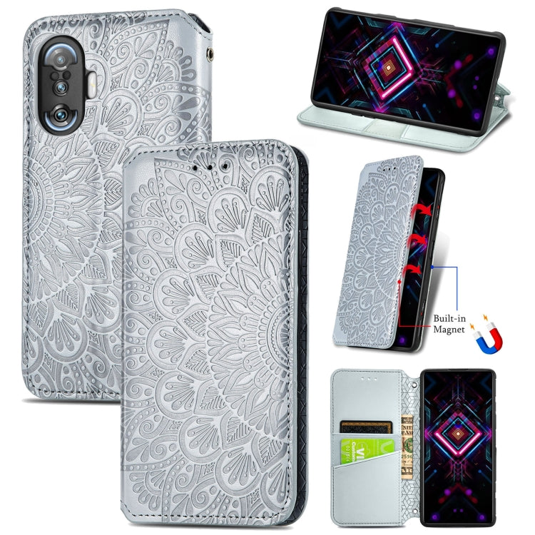 For Xiaomi Redmi K40 Gaming Blooming Mandala Embossed Pattern Magnetic Horizontal Flip Leather Case with Holder & Card Slots & Wallet