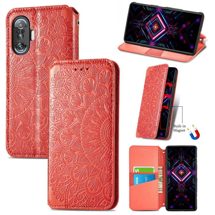 For Xiaomi Redmi K40 Gaming Blooming Mandala Embossed Pattern Magnetic Horizontal Flip Leather Case with Holder & Card Slots & Wallet