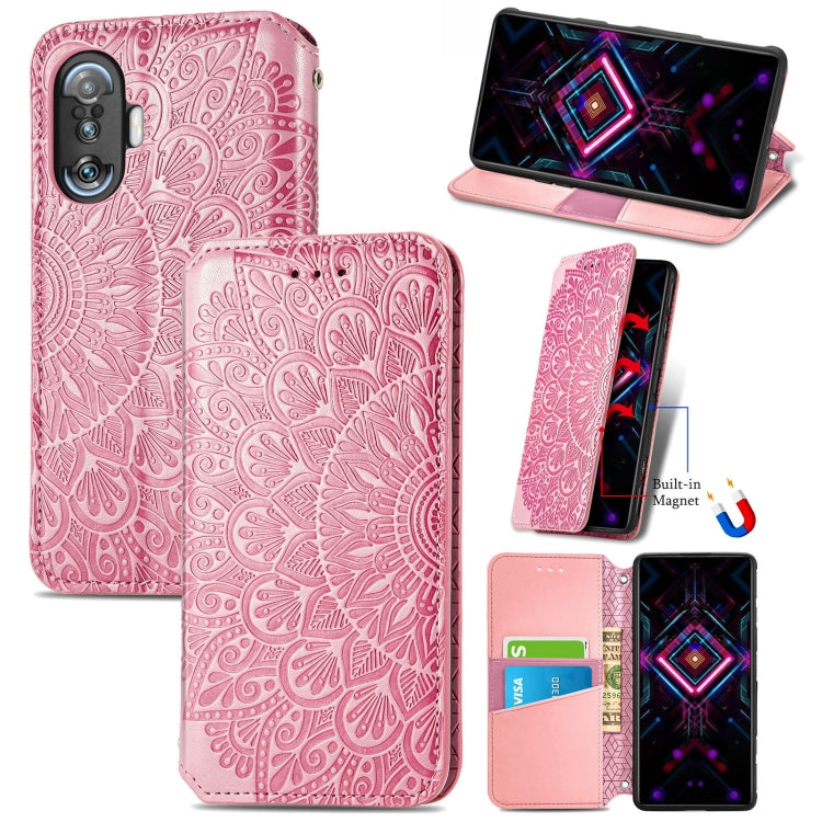 For Xiaomi Redmi K40 Gaming Blooming Mandala Embossed Pattern Magnetic Horizontal Flip Leather Case with Holder & Card Slots & Wallet