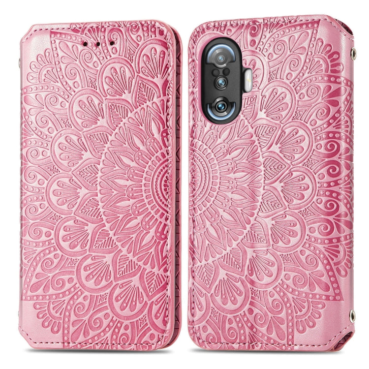 For Xiaomi Redmi K40 Gaming Blooming Mandala Embossed Pattern Magnetic Horizontal Flip Leather Case with Holder & Card Slots & Wallet