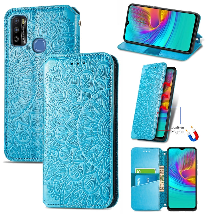 For Infinix X680 / Smart 4 Blooming Mandala Embossed Pattern Magnetic Horizontal Flip Leather Case with Holder & Card Slots & Wallet