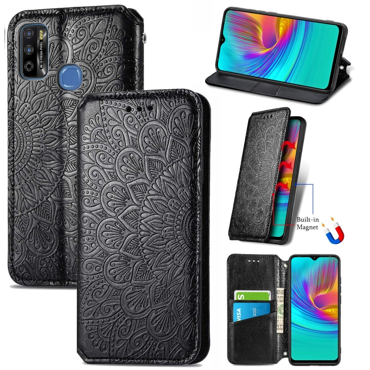 For Infinix X680 / Smart 4 Blooming Mandala Embossed Pattern Magnetic Horizontal Flip Leather Case with Holder & Card Slots & Wallet