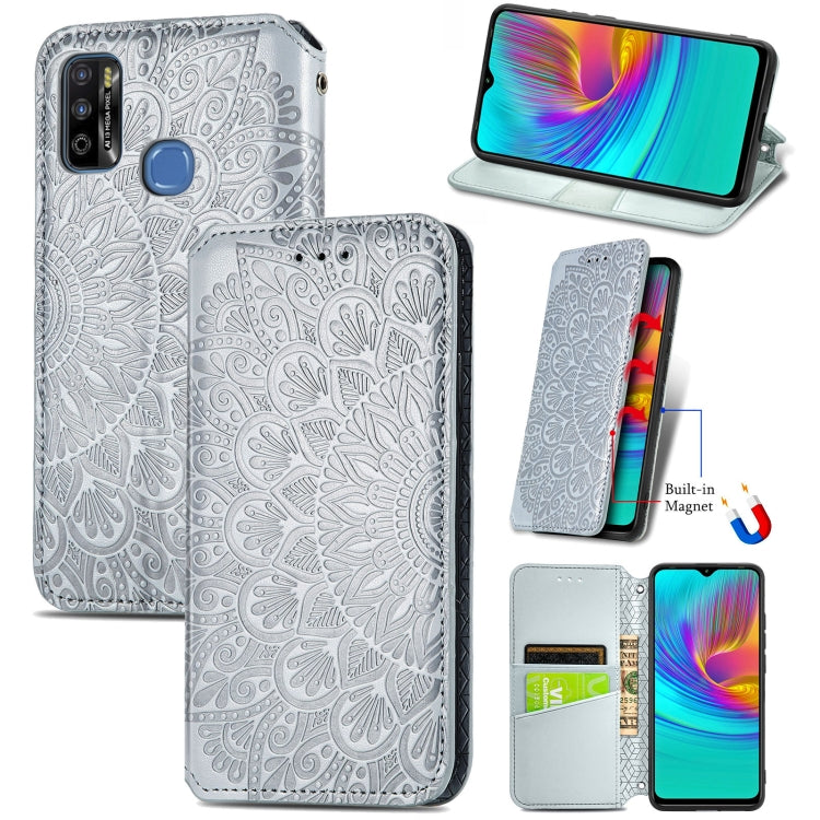 For Infinix X680 / Smart 4 Blooming Mandala Embossed Pattern Magnetic Horizontal Flip Leather Case with Holder & Card Slots & Wallet