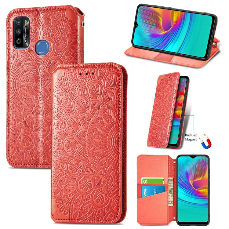 For Infinix X680 / Smart 4 Blooming Mandala Embossed Pattern Magnetic Horizontal Flip Leather Case with Holder & Card Slots & Wallet
