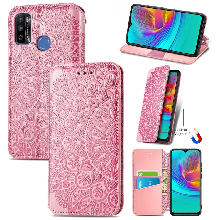 For Infinix X680 / Smart 4 Blooming Mandala Embossed Pattern Magnetic Horizontal Flip Leather Case with Holder & Card Slots & Wallet