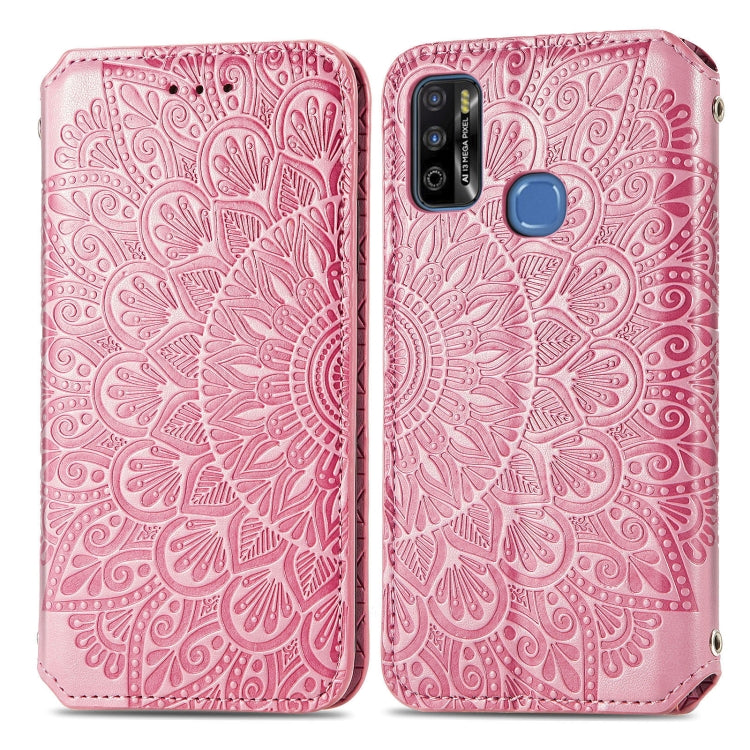 For Infinix X680 / Smart 4 Blooming Mandala Embossed Pattern Magnetic Horizontal Flip Leather Case with Holder & Card Slots & Wallet