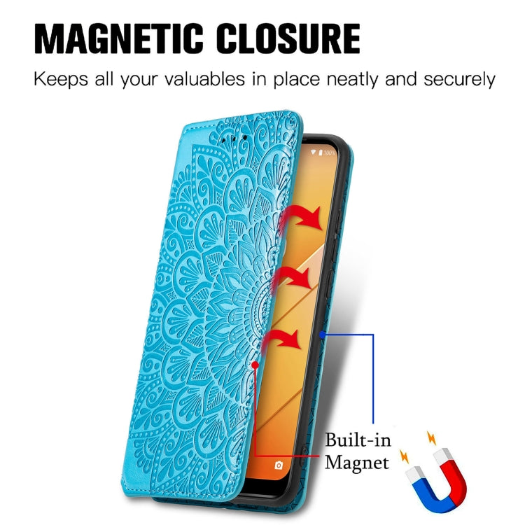 For Wiko Y81 Blooming Mandala Embossed Pattern Magnetic Horizontal Flip Leather Case with Holder & Card Slots & Wallet