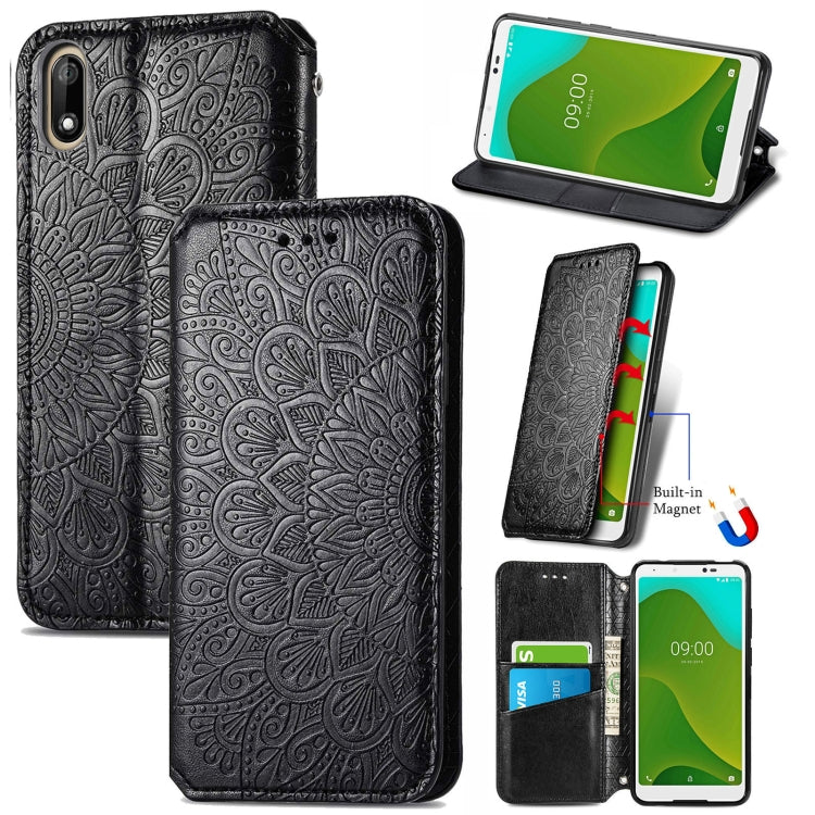 For Wiko Jerry 4 Blooming Mandala Embossed Pattern Magnetic Horizontal Flip Leather Case with Holder & Card Slots & Wallet